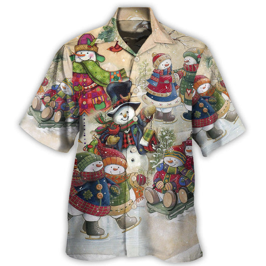 Hawaiian Shirt / Adults / S Christmas Couple Snowman Lover Winter Xmas - Hawaiian Shirt 