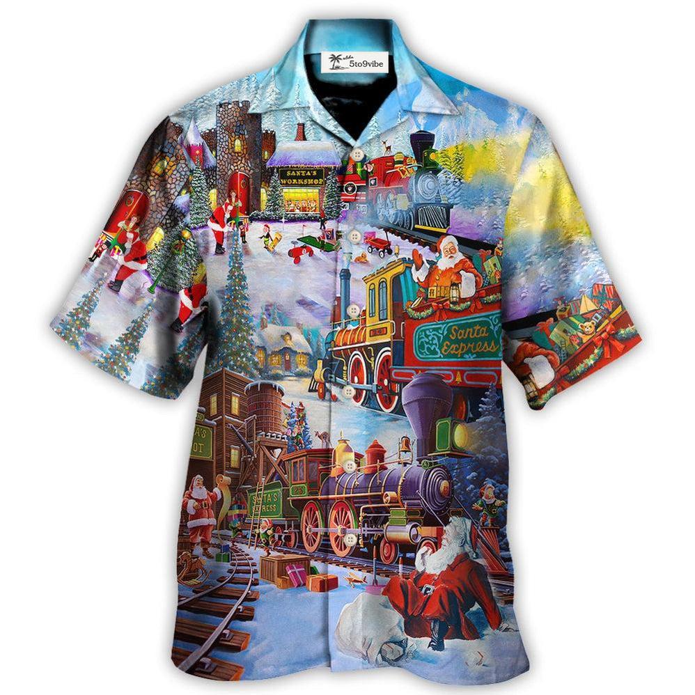 Hawaiian Shirt / Adults / S Christmas Holiday Santa Claus In A Train - Hawaiian Shirt 