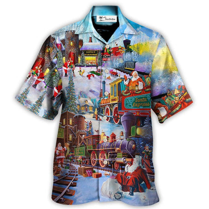 Hawaiian Shirt / Adults / S Christmas Holiday Santa Claus In A Train - Hawaiian Shirt 