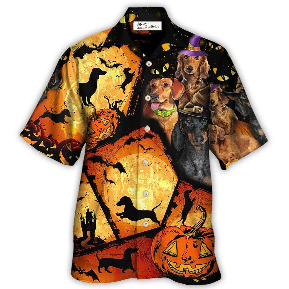 Hawaiian Shirt / Adults / S Halloween Dachshund Pumpkin Scary - Hawaiian Shirt 