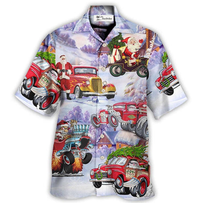 Hawaiian Shirt / Adults / S Santa Hot Rod Christmas Tree Merry Xmas - Hawaiian Shirt 