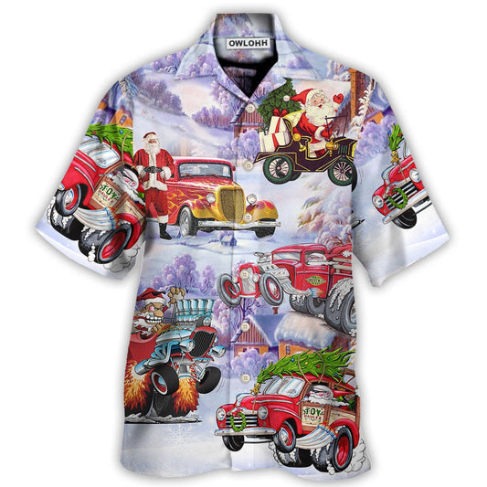 Hawaiian Shirt / Adults / S Santa Hot Rod Christmas Tree Merry Xmas - Hawaiian Shirt 