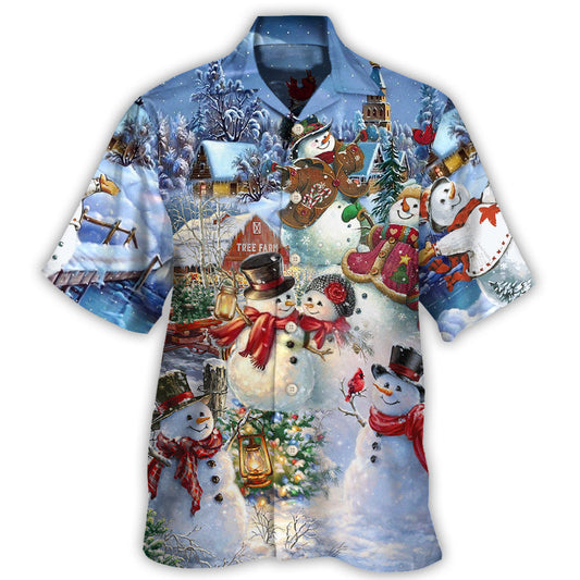 Hawaiian Shirt / Adults / S Christmas Snowman Lover Happy Couple Snowman - Hawaiian Shirt 