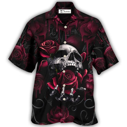 Hawaiian Shirt / Adults / S Skull Rose Blood Dark Screaming - Hawaiian Shirt 