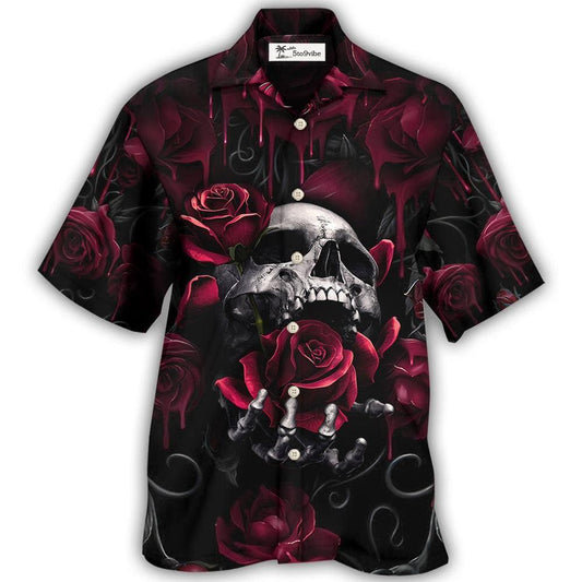 Hawaiian Shirt / Adults / S Skull Rose Blood Dark Screaming - Hawaiian Shirt 