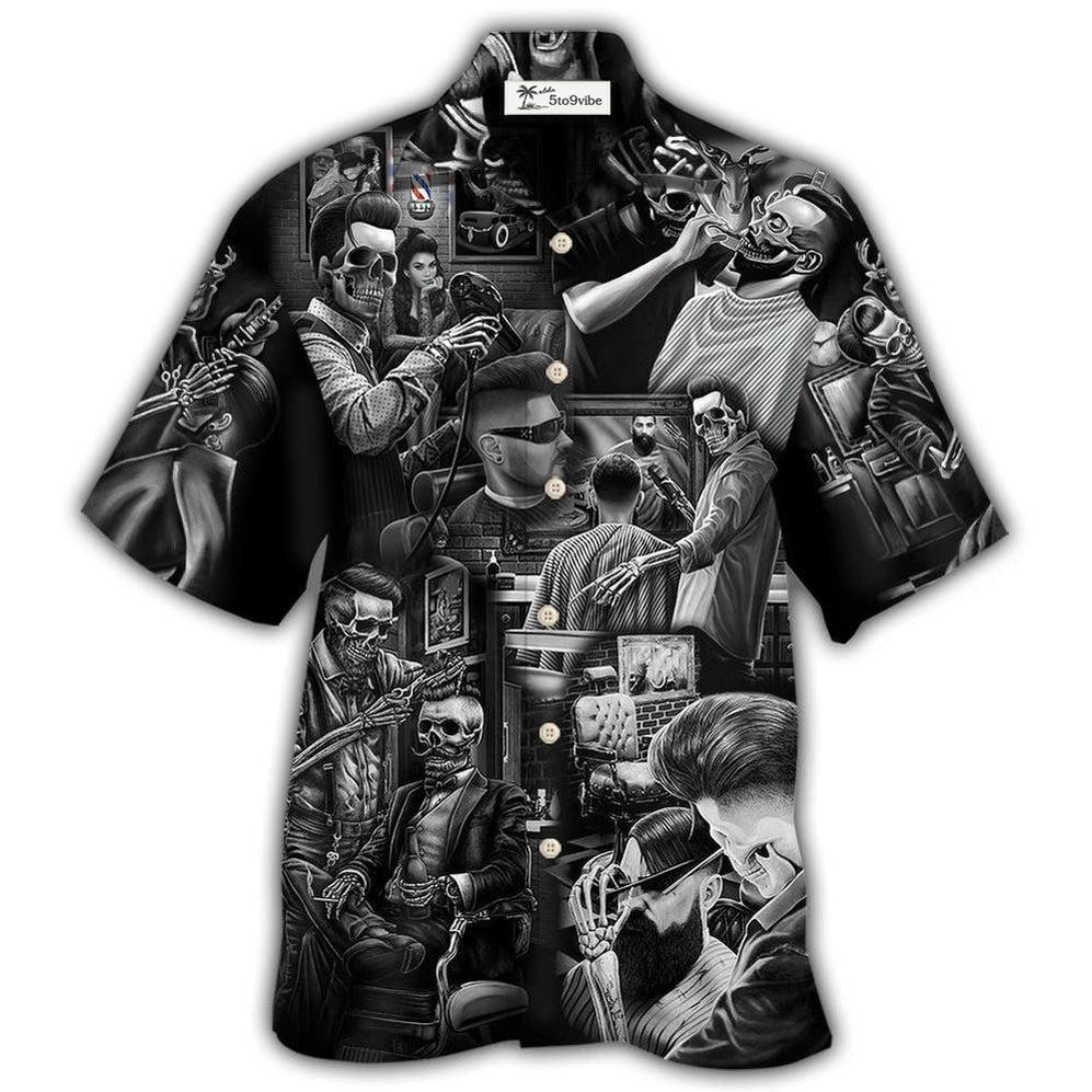 Hawaiian Shirt / Adults / S Skull Barber Hairdresser Style - Hawaiian Shirt 