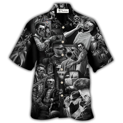 Hawaiian Shirt / Adults / S Skull Barber Hairdresser Style - Hawaiian Shirt 