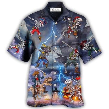Hawaiian Shirt / Adults / S Halloween Pirate Skeleton Scary - Hawaiian Shirt 