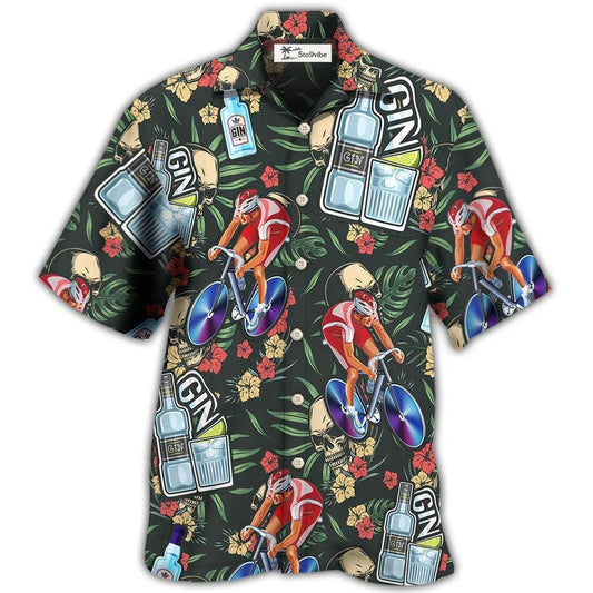 Hawaiian Shirt / Adults / S Wine Gin I Like Cycling And Gin - Hawaiian Shirt 