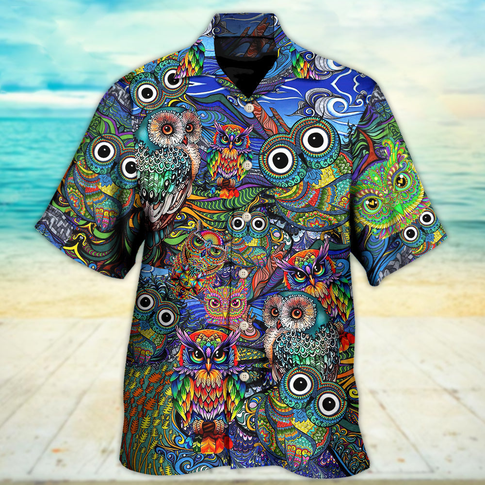 Hippie Owls Peace Life Mix Color Nice Style - Hawaiian Shirt 
