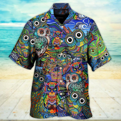 Hippie Owls Peace Life Mix Color Nice Style - Hawaiian Shirt 
