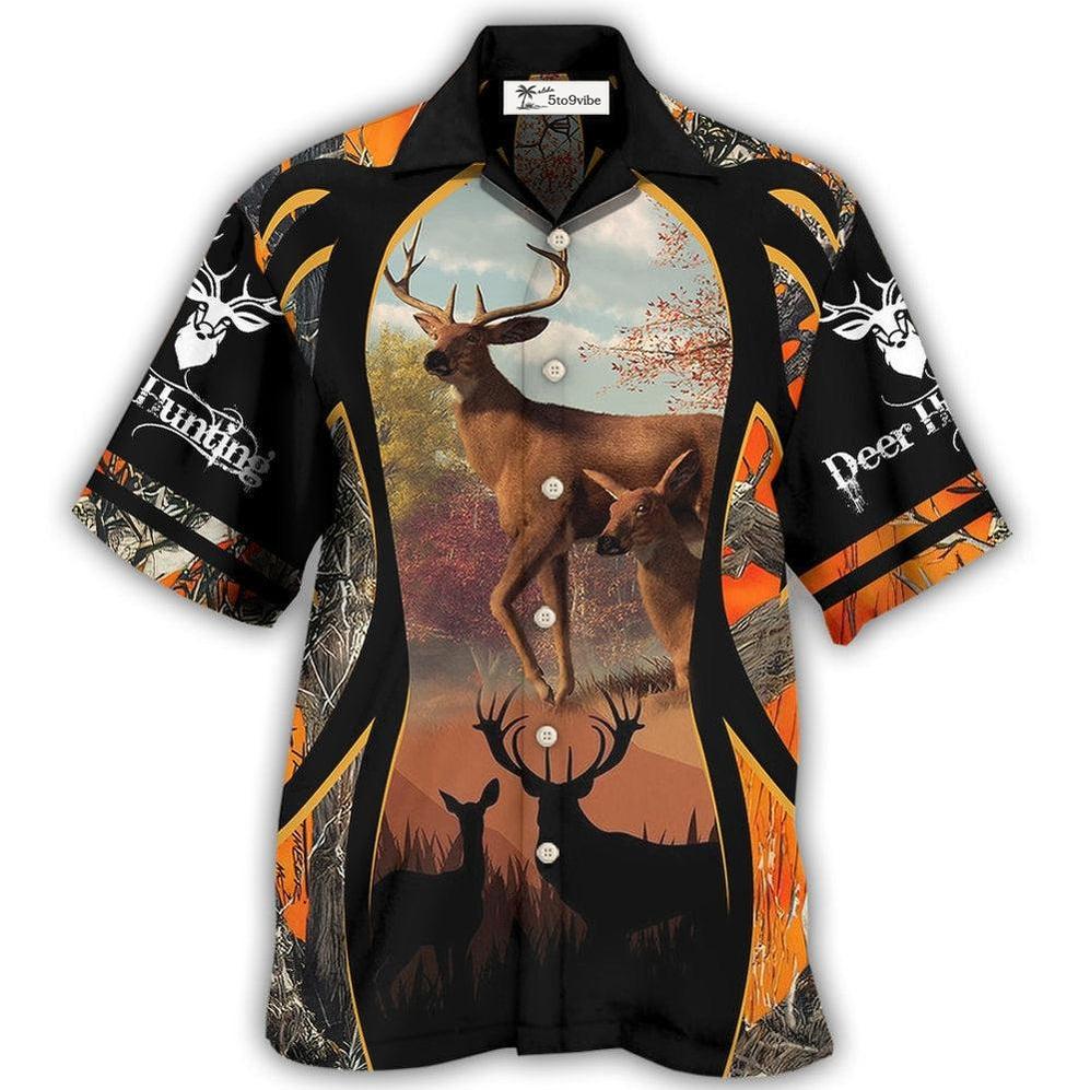 Hawaiian Shirt / Adults / S Hunting Deer Orange Camo Background - Hawaiian Shirt 
