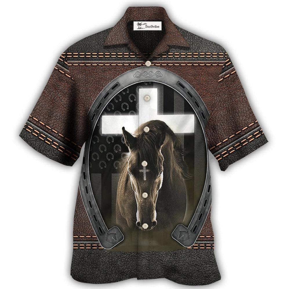 Hawaiian Shirt / Adults / S Horse Life Faith Leather Style - Hawaiian Shirt 