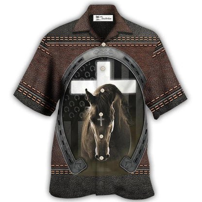 Hawaiian Shirt / Adults / S Horse Life Faith Leather Style - Hawaiian Shirt 