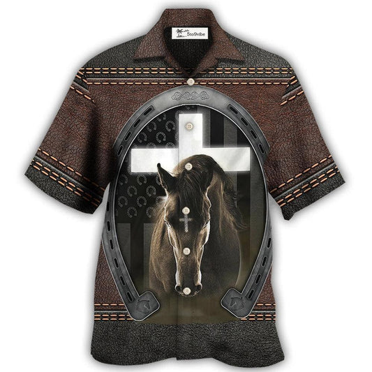 Hawaiian Shirt / Adults / S Horse Life Faith Leather Style - Hawaiian Shirt 