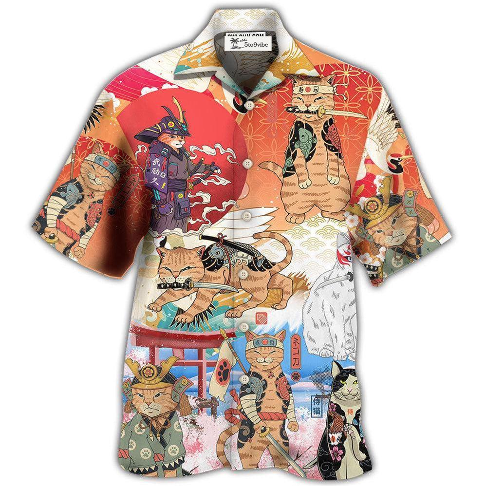 Hawaiian Shirt / Adults / S Samurai Cat Funny Art Japanese - Hawaiian Shirt 