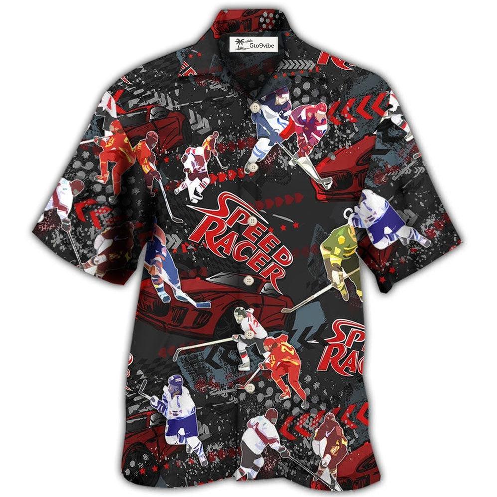 Hawaiian Shirt / Adults / S Racing I Like Racing And Hockey - Hawaiian Shirt 
