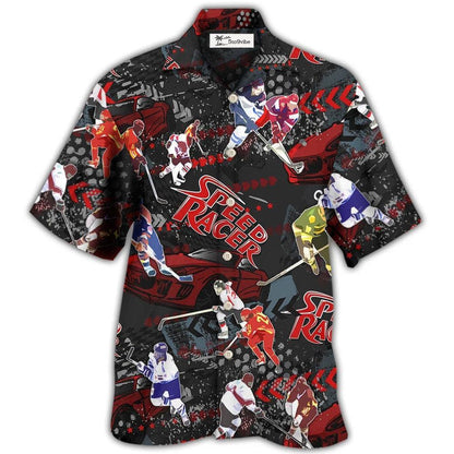 Hawaiian Shirt / Adults / S Racing I Like Racing And Hockey - Hawaiian Shirt 