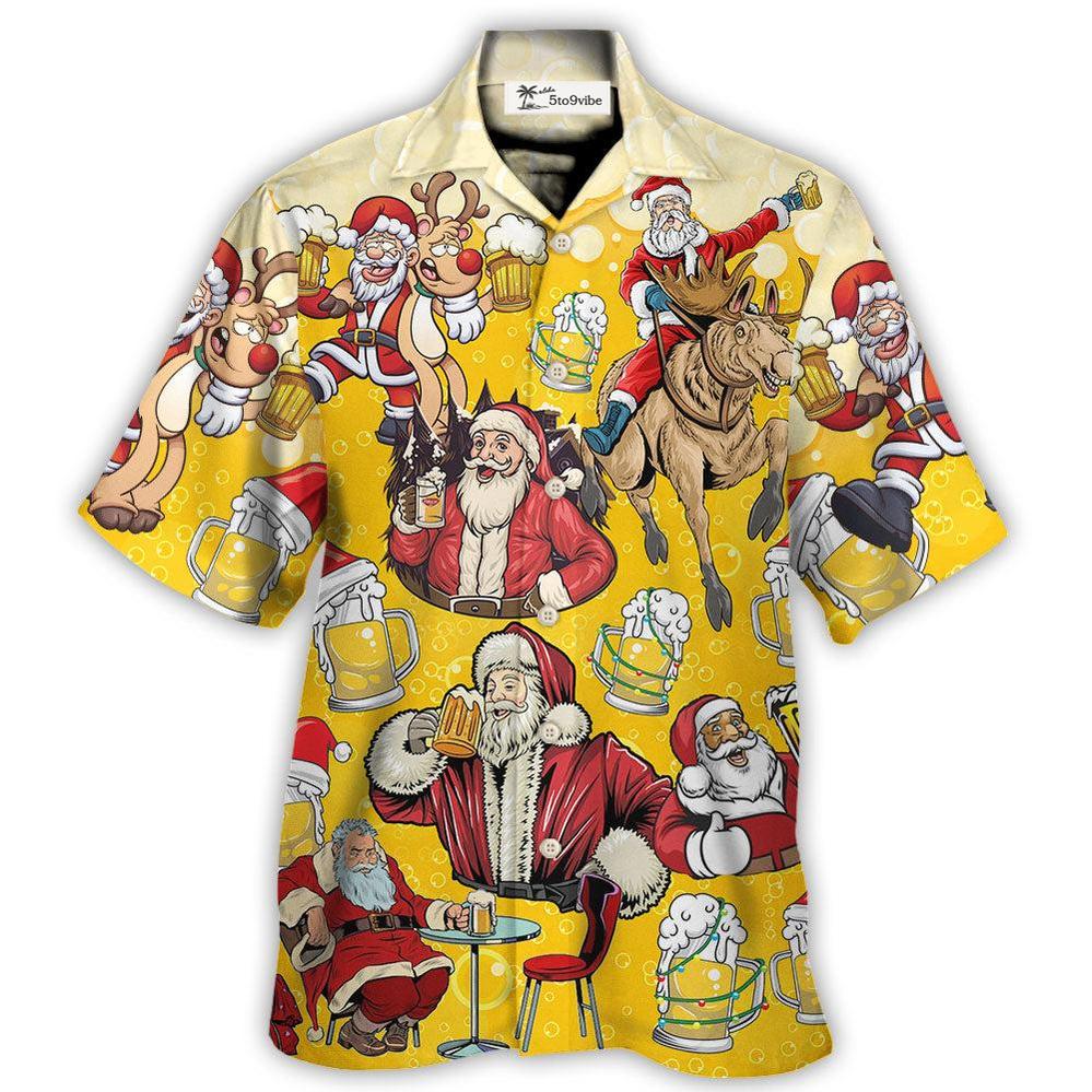 Hawaiian Shirt / Adults / S Beer Santa Funny Christmas Merry Xmas - Hawaiian Shirt 