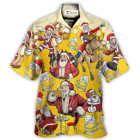 Hawaiian Shirt / Adults / S Beer Santa Funny Christmas Merry Xmas - Hawaiian Shirt 