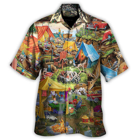 Hawaiian Shirt / Adults / S Camping Glamping Tent Family Picnic Happiness - Hawaiian Shirt 