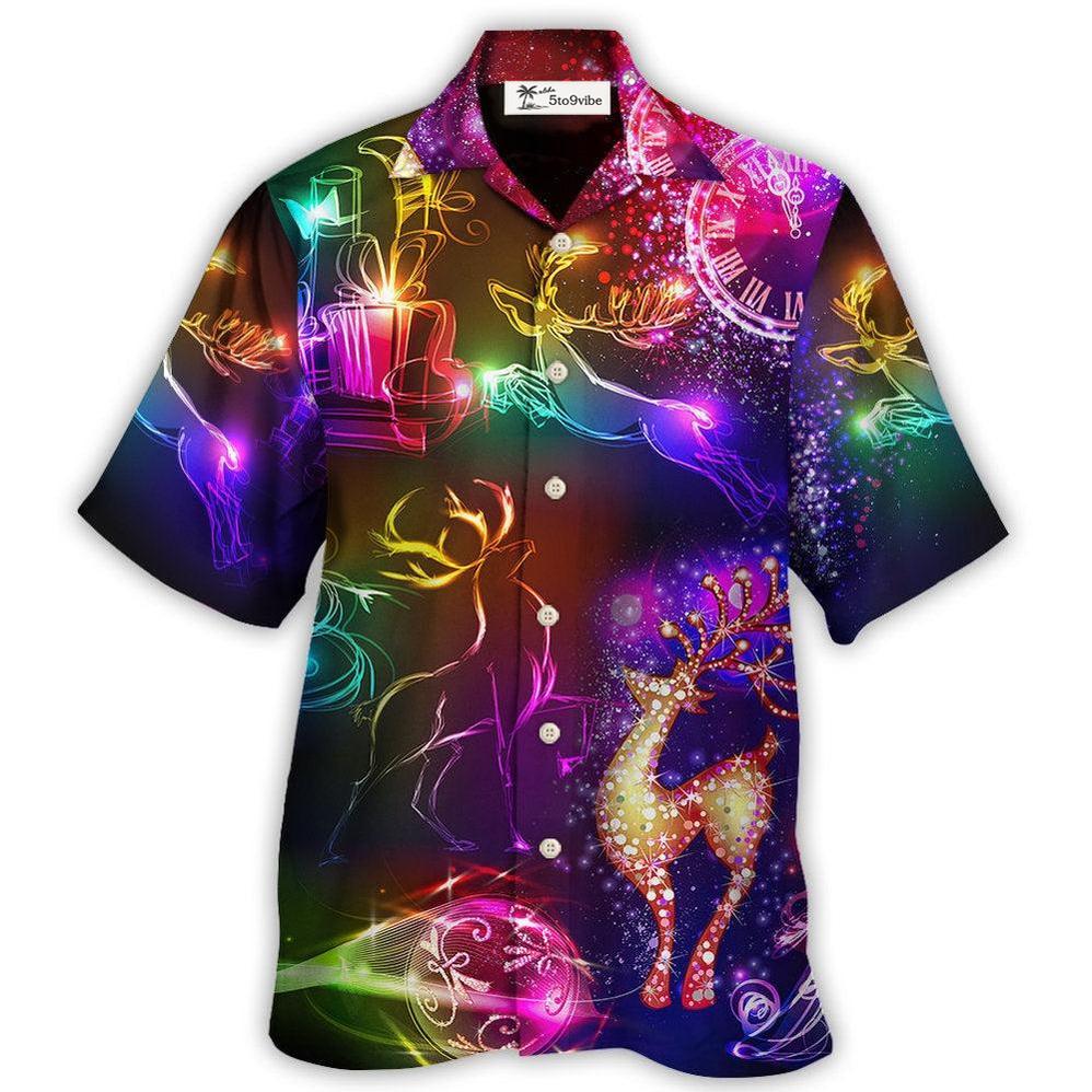 Hawaiian Shirt / Adults / S Christmas Reindeer Neon Light Bright - Hawaiian Shirt 