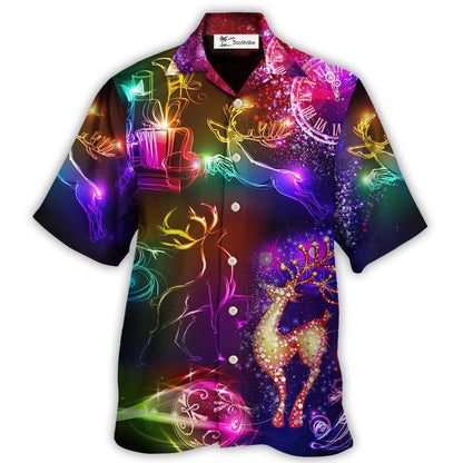 Hawaiian Shirt / Adults / S Christmas Reindeer Neon Light Bright - Hawaiian Shirt 