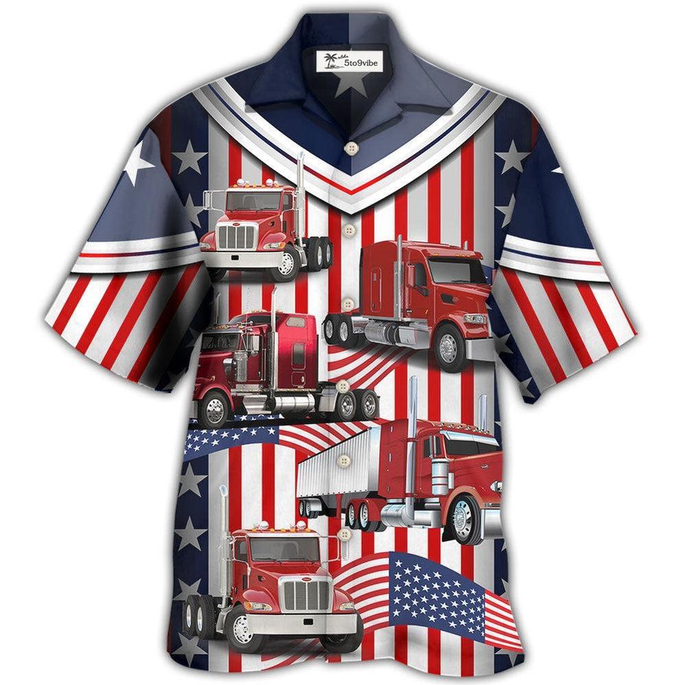 Hawaiian Shirt / Adults / S Truck USA Flag Trucker - Hawaiian Shirt 