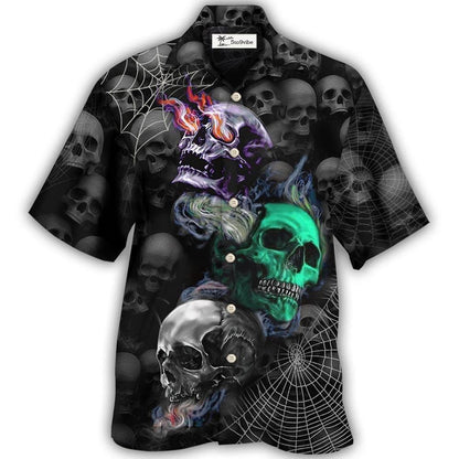 Hawaiian Shirt / Adults / S Skull Dark Colorful Burning - Hawaiian Shirt 