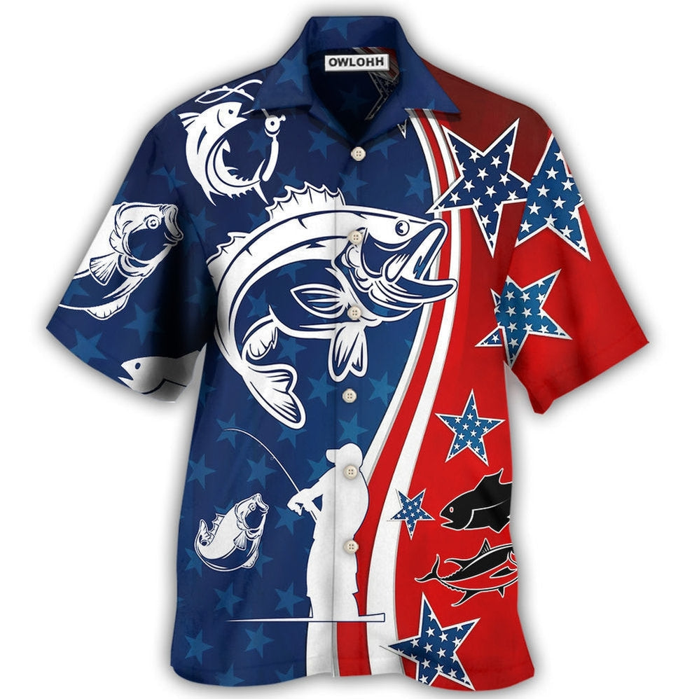 Hawaiian Shirt / Adults / S Fishing Independence Day Star America - Hawaiian Shirt 