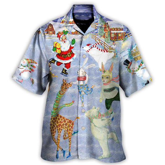 Christmas Holiday Ice Skating Party Animal - Hawaiian Shirt 
