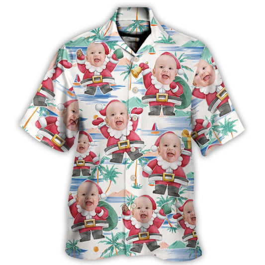 Hawaiian Shirt / Adults / S Christmas Santa Summer Beach Custom Photo - Hawaiian Shirt 