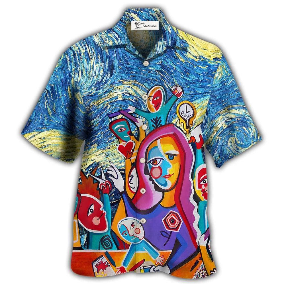 Hawaiian Shirt / Adults / S Teacher Art Teacher in Starry Night - Hawaiian Shirt 