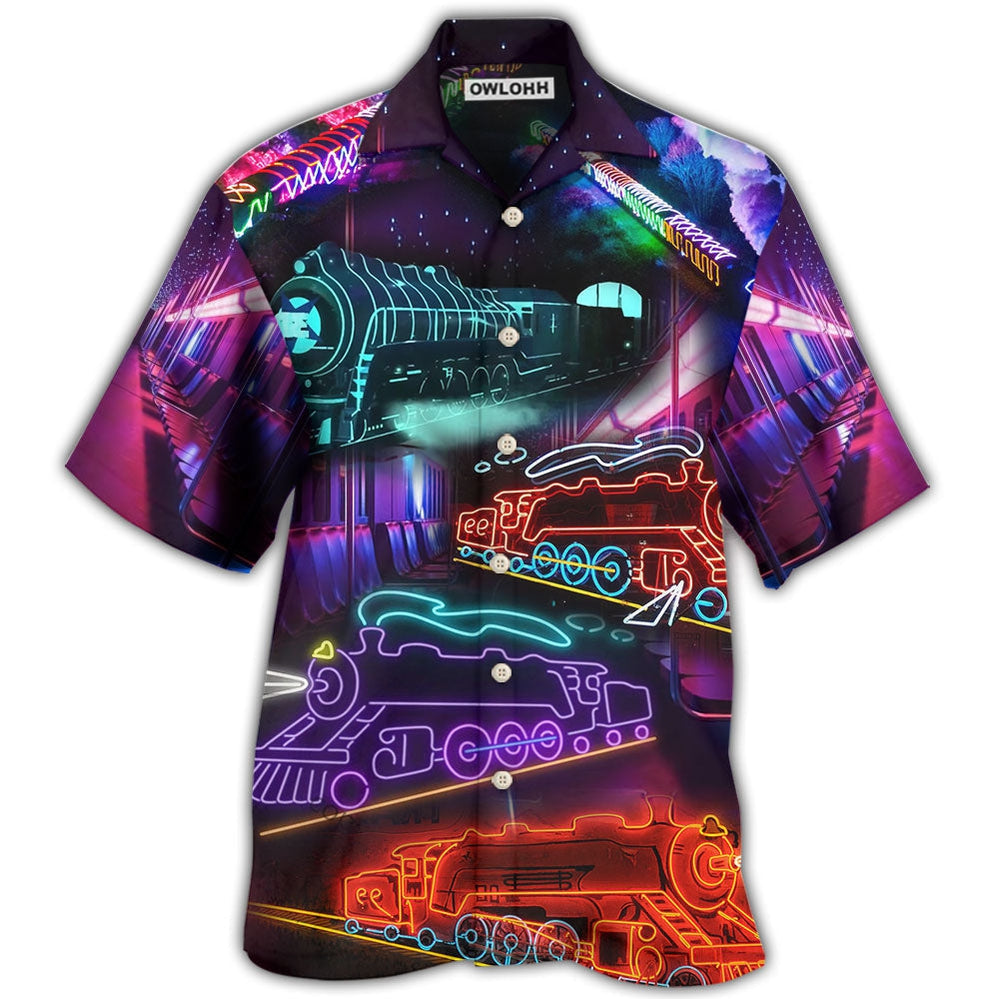 Hawaiian Shirt / Adults / S Train Neon Art Night Life - Hawaiian Shirt 