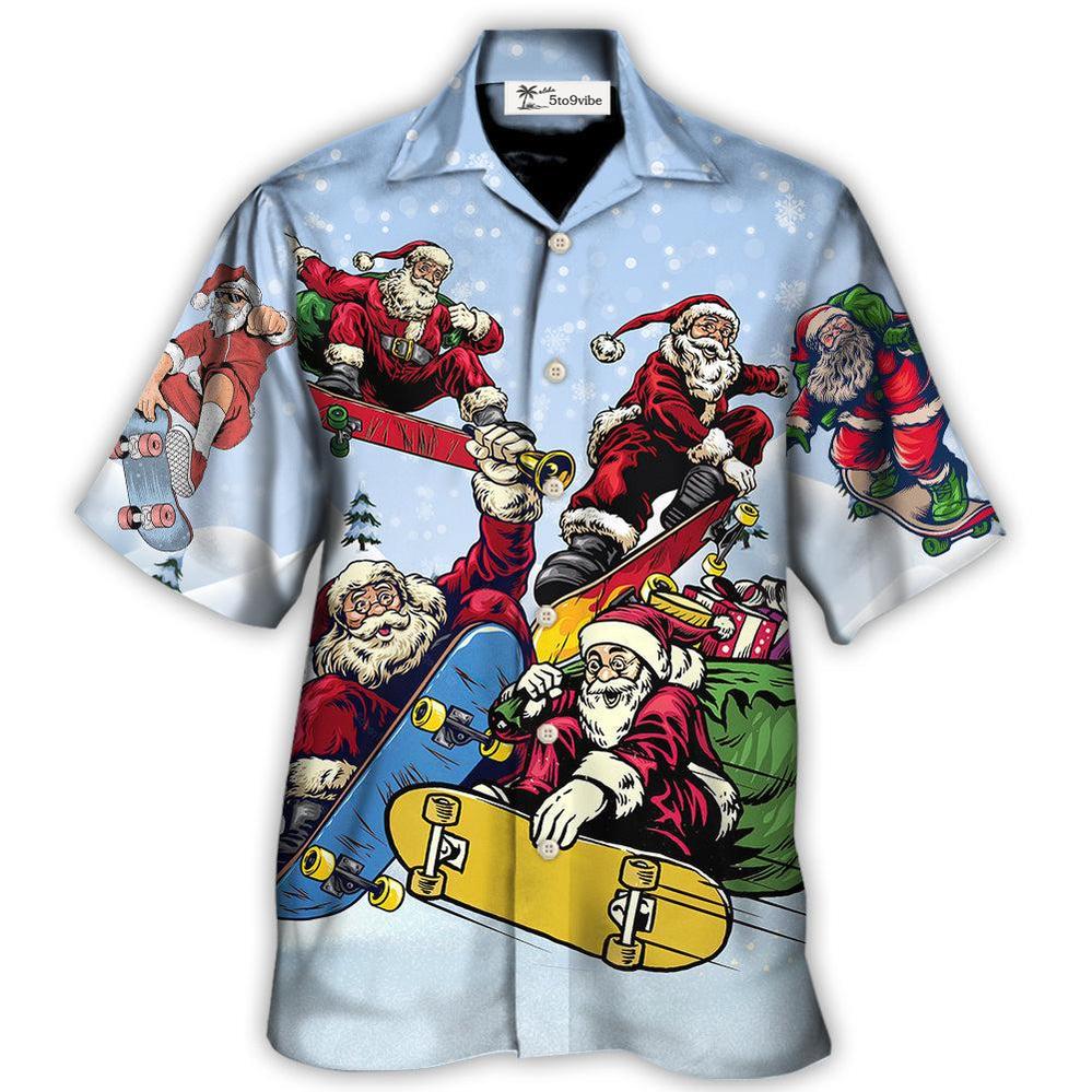 Hawaiian Shirt / Adults / S Christmas Santa Skateboard Snow Day - Hawaiian Shirt 