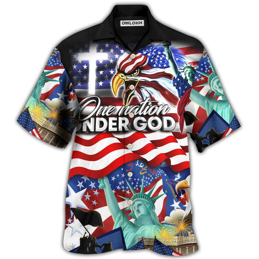 Hawaiian Shirt / Adults / S America Independence Day US One Nation Under God - Hawaiian Shirt 