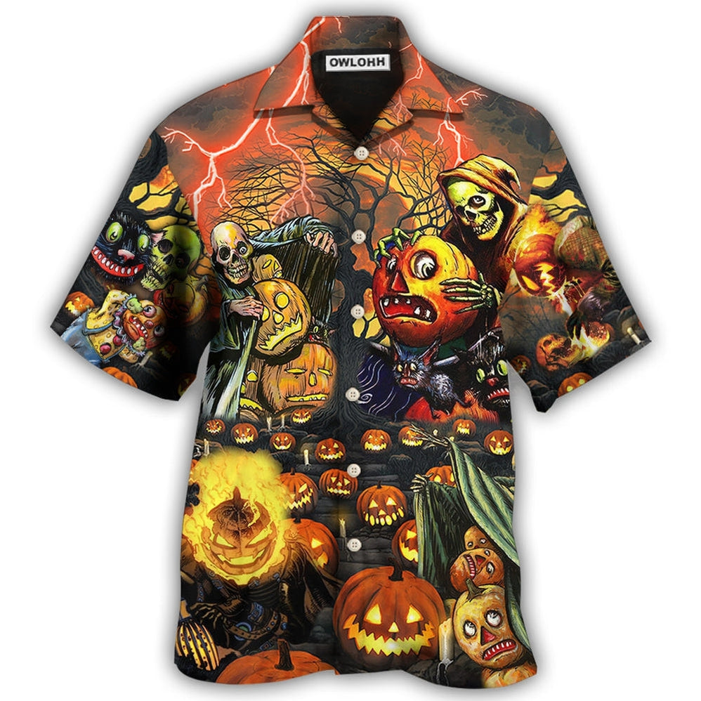 Hawaiian Shirt / Adults / S Halloween Skull Dark Pumpkin Scary - Hawaiian Shirt 