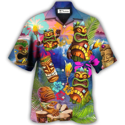 Hawaiian Shirt / Adults / S Tiki Aloha Tiki Happy Tropical Flower - Hawaiian Shirt 