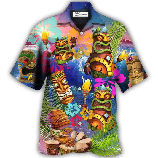 Hawaiian Shirt / Adults / S Tiki Aloha Tiki Happy Tropical Flower - Hawaiian Shirt 