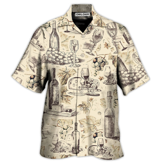 Hawaiian Shirt / Adults / S Wine And Grape Retro Art - Hawaiian Shirt 