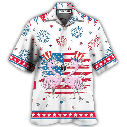 Hawaiian Shirt / Adults / S Flamingo Independence Day Star America - Hawaiian Shirt 