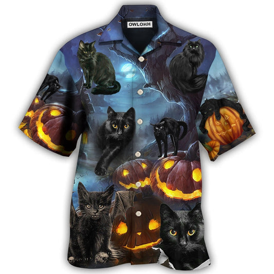 Hawaiian Shirt / Adults / S Halloween Black Cat Dark Night Style - Hawaiian Shirt 