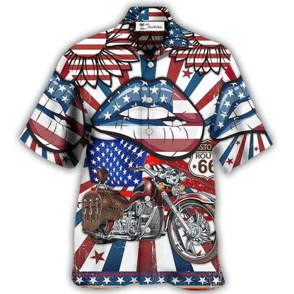 Hawaiian Shirt / Adults / S America Patriotic Motorcycle Sexy Lips - Hawaiian Shirt 