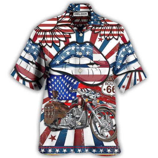 Hawaiian Shirt / Adults / S America Patriotic Motorcycle Sexy Lips - Hawaiian Shirt 