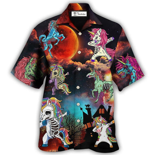 Hawaiian Shirt / Adults / S Halloween Zombie Unicorn Dabbing - Hawaiian Shirt 