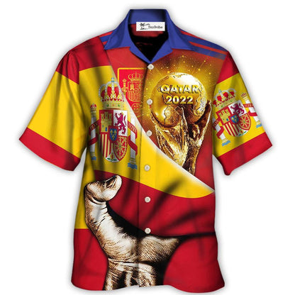 Hawaiian Shirt / Adults / S World Cup Qatar 2022 Spain Will Be The Champion Flag Vintage - Hawaiian Shirt 