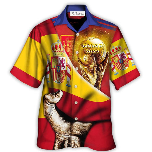 Hawaiian Shirt / Adults / S World Cup Qatar 2022 Spain Will Be The Champion Flag Vintage - Hawaiian Shirt 