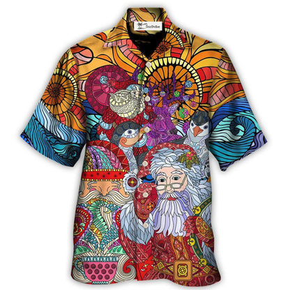 Hawaiian Shirt / Adults / S Christmas Santa Colorful Geometry - Hawaiian Shirt 