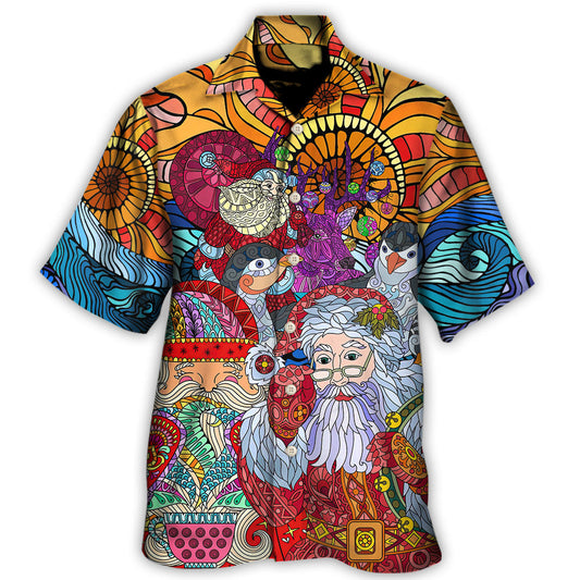 Hawaiian Shirt / Adults / S Christmas Santa Colorful Geometry - Hawaiian Shirt 