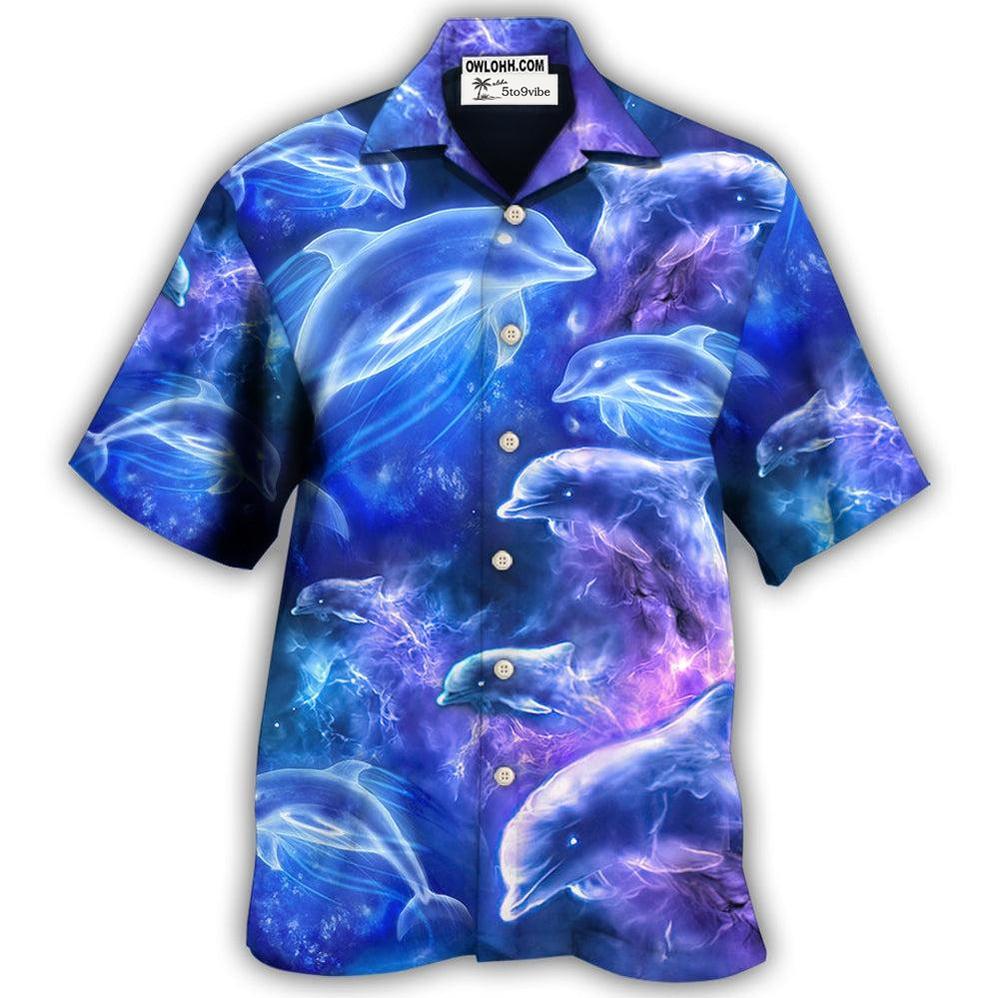 Hawaiian Shirt / Adults / S Dolphin Galaxy Neon Glow Style - Hawaiian Shirt 